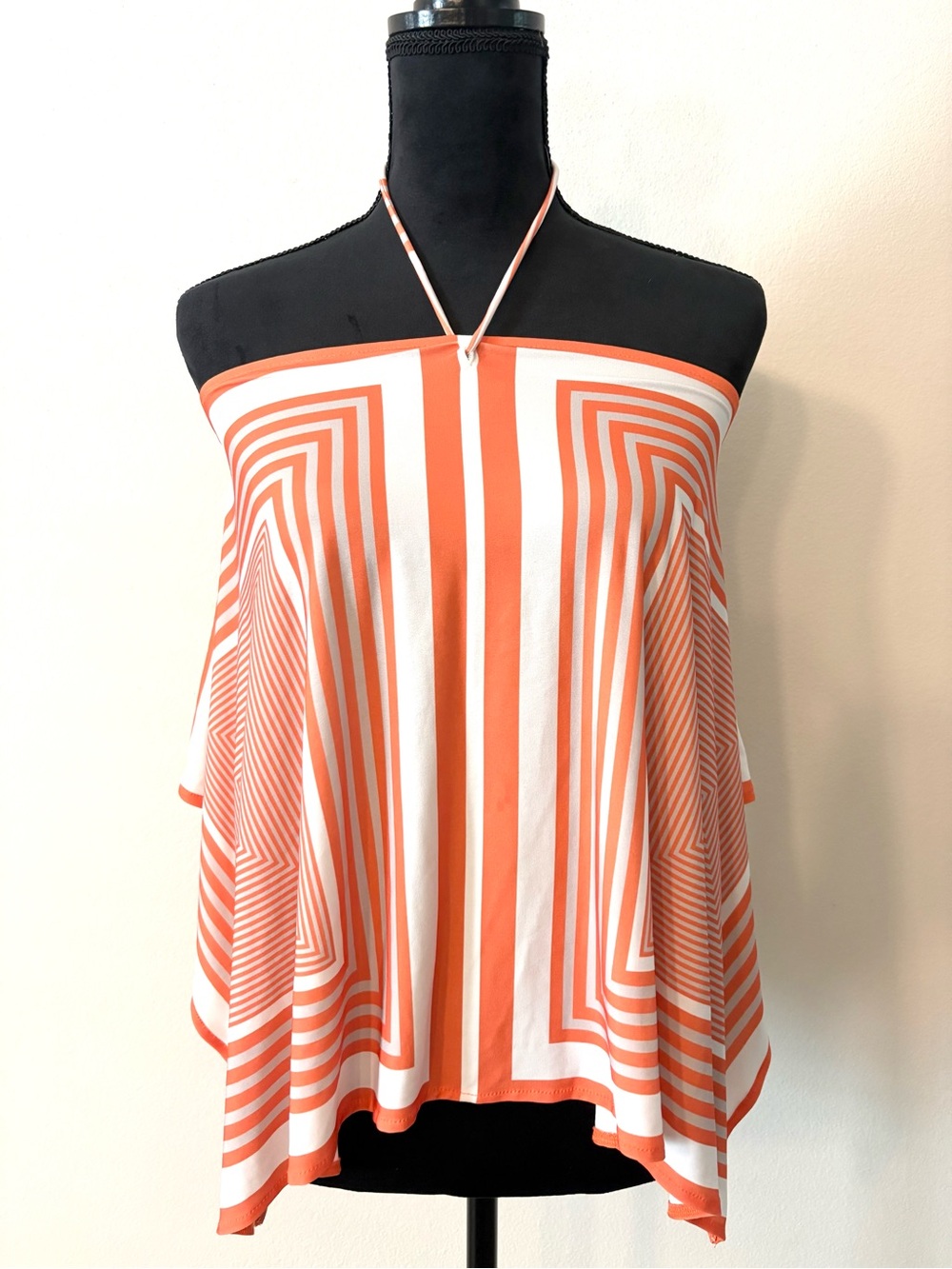 H&M Orange and White Geometric Halter Crop Top